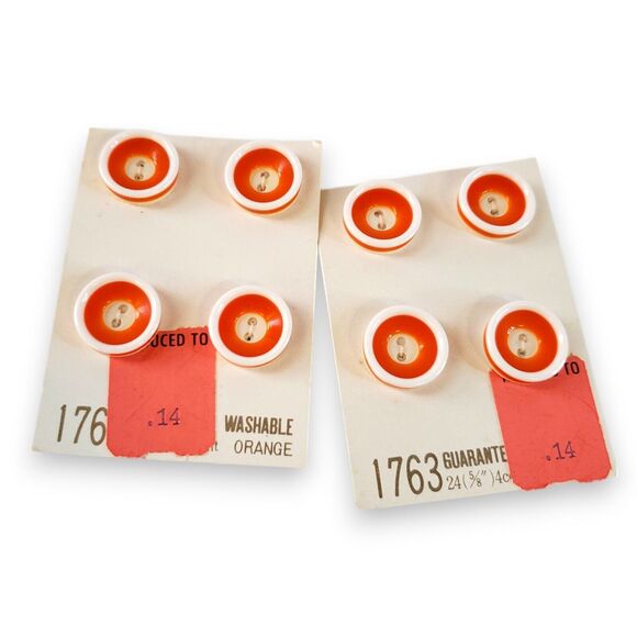LeChic Other - NOS LeChic Blumenthal Orange & White Buttons - Japan - 8 Total, 5/8" Washable